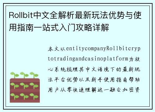 Rollbit中文全解析最新玩法优势与使用指南一站式入门攻略详解